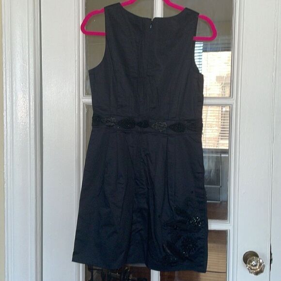 French connection black embroidered waist beaded office formal cocktail dress - Picture 6 of 15